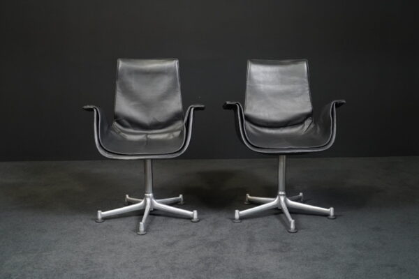 Walter Knoll 2er Set Besucherstuhl FK Tulip Leder Schwarz
