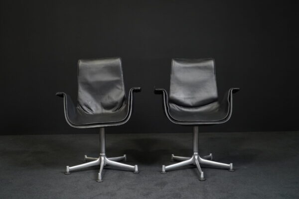 Walter Knoll 2er Set Besucherstuhl FK Tulip Leder Schwarz