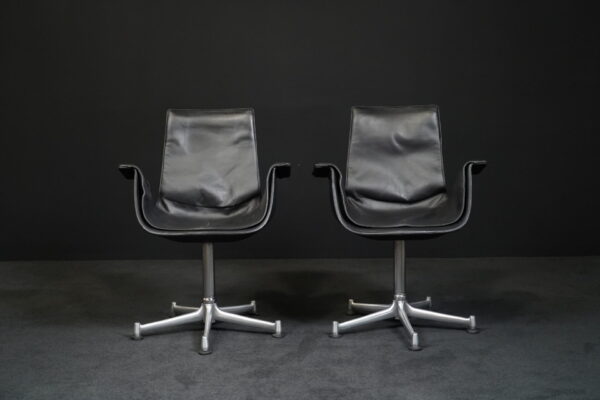 Walter Knoll 2er Set Besucherstuhl FK Tulip Leder Schwarz