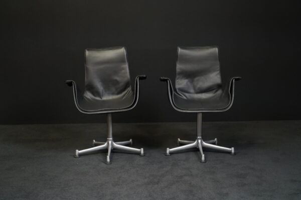 Walter Knoll 2er Set Besucherstuhl FK Tulip Leder Schwarz