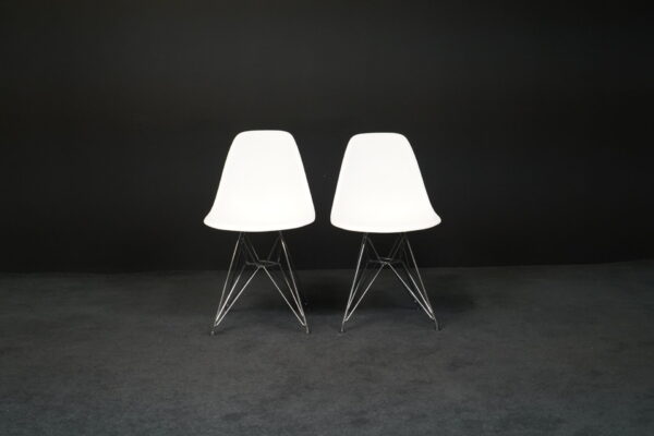 Vitra 2er Set Besucherstuhl Plastic Chair DSR Kunststoff Weiß