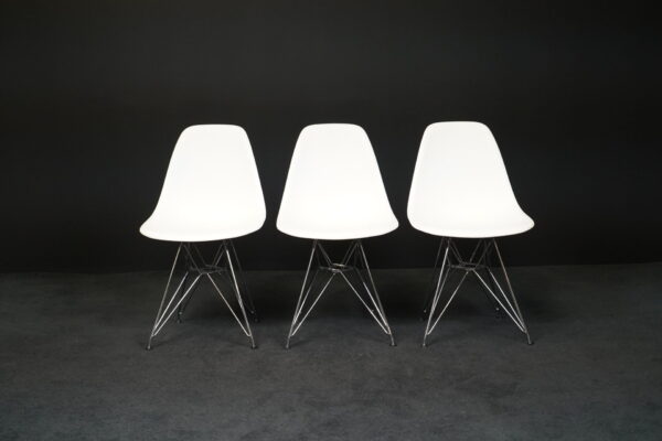 Vitra 3er Set Besucherstuhl Plastic Chair DSR Kunststoff Weiß