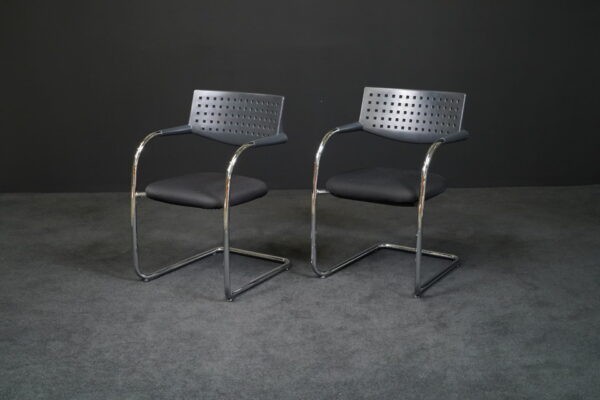 Vitra 2er Set Freischwinger Visavis Stoff Schwarz