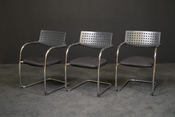 Vitra 3er Set Freischwinger Visavis Stoff Schwarz