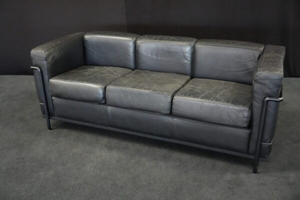 Cassina LC2 Le Corbusier 3-Sitzer Sofa Leder / Schwarz