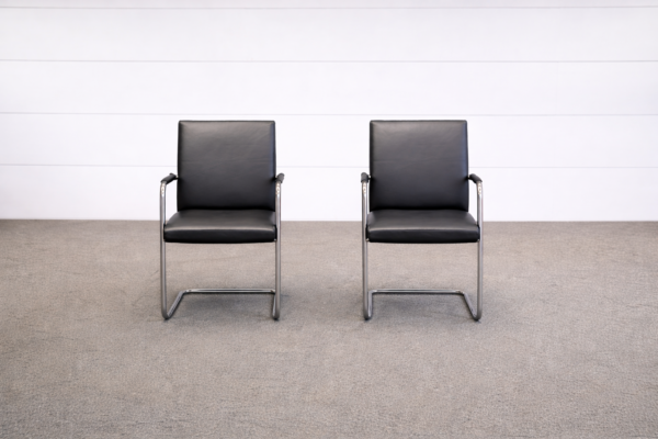 Spiegels 2er Set Besucherstühle Leder Schwarz