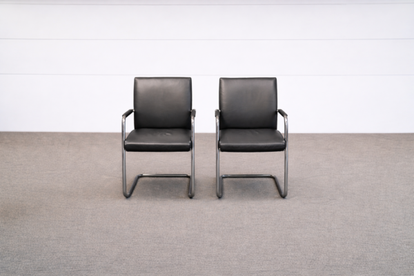 Spiegels 2er Set Besucherstühle Leder Schwarz