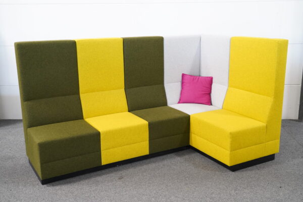 Palau 2-teilige Sitzecke Stoff / Grau / Gelb / Olivgrün