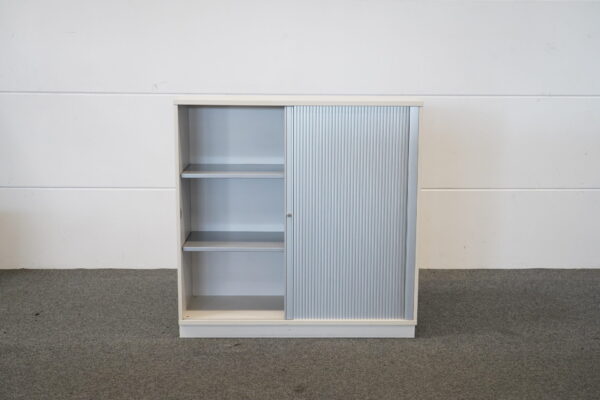 Haworth Aktenschrank / Rollladenschrank Weiß / Silbergrau