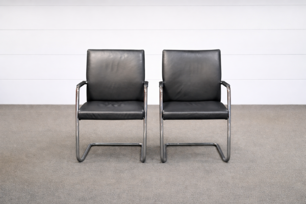 Spiegels 2er Set Besucherstühle Leder Schwarz