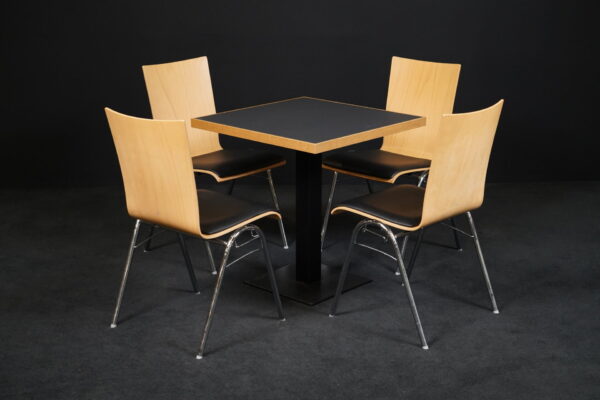 Set 1x Tisch & 4 Stühle Hiller Holz / Leder Schwarz