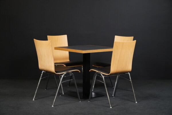 Set 1x Tisch & 4 Stühle Hiller Holz / Leder Schwarz