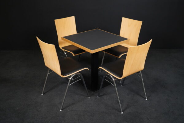 Set 1x Tisch & 4 Stühle Hiller Holz / Leder Schwarz