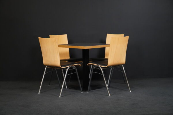 Set 1x Tisch & 4 Stühle Hiller Holz / Leder Schwarz