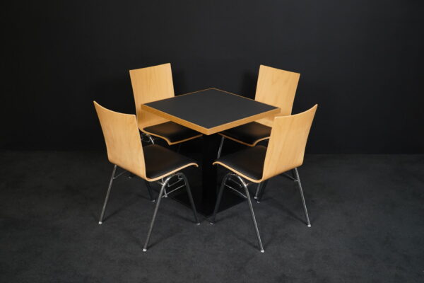 Set 1x Tisch & 4 Stühle Hiller Holz / Leder Schwarz