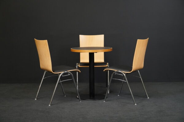 Set 1x Tisch & 4 Stühle Hiller Holz / Leder Schwarz