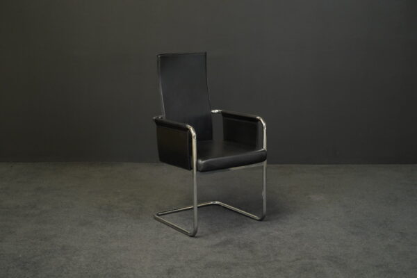 Freischwinger Leder Schwarz