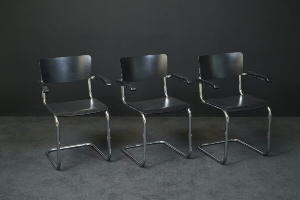 Thonet 3er Set Besucherstühle S64 Holz Schwarz