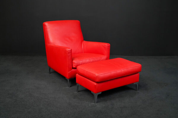 Saba Italia Sessel + Ottomane Leder Rot