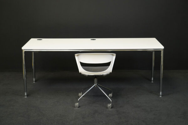 Bosse Schreibtisch 200x80cm + Kastel Bürodrehstuhl Kicca Kunststoff Weiß