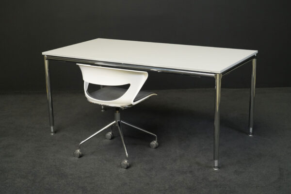 Bosse Schreibtisch 160x80cm + Kastel Bürodrehstuhl Kicca Kunststoff Weiß