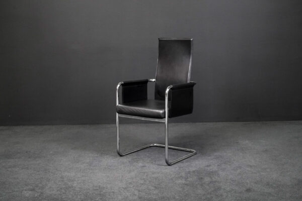 Freischwinger Leder Schwarz