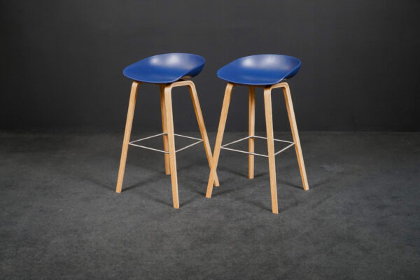 HAY 2er Set Barhocker About A Stool AAS32 Kunststoff Blau