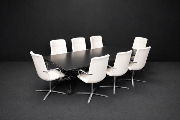 Wilkhahn Klaptafel + 8x Orangebox Calder-HBS4 Leren Beige