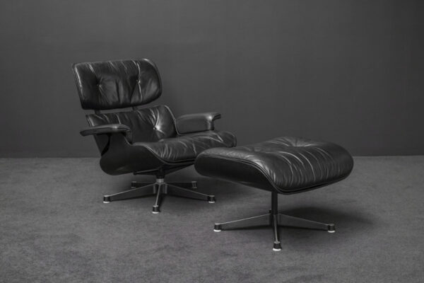 Herman Miller by Vitra Lounge Chair + Ottoman Leather Black