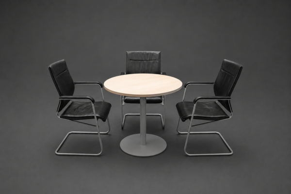 Kinnarps Besprechungstisch + 3x Wilkhahn  Freischwinger / Leder / Schwarz