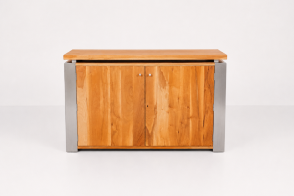 Schrank aus geöltem Holz & Metallgestell