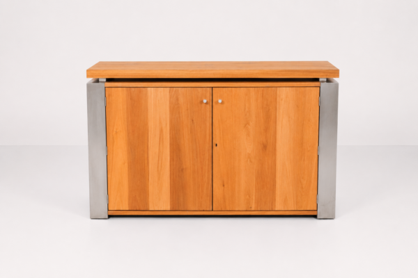 Schrank aus geöltem Holz & Metallgestell