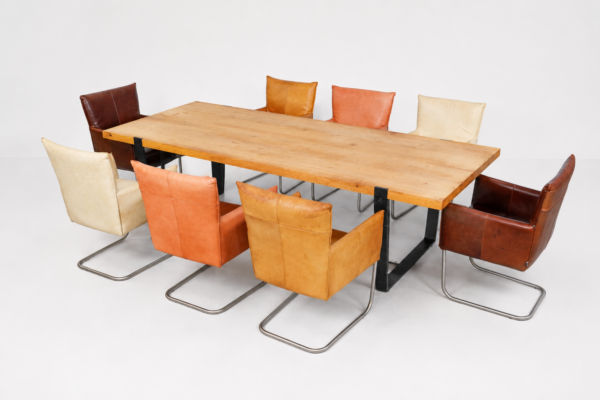 Konferenzset aus Holztisch + 8x Freischwinger