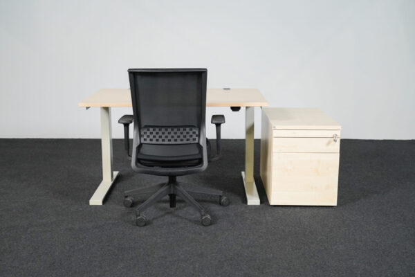 Workplace made of high-altitude Desk, office swivel chair & mobile pedestal