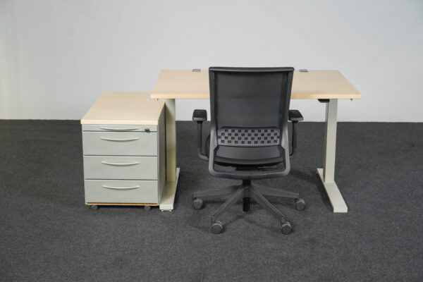 Workplace made of high-altitude Desk, office swivel chair & mobile pedestal