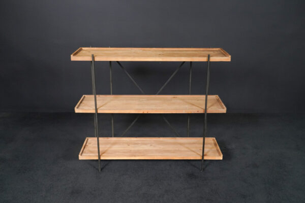 Natural wood shelf with metal frame