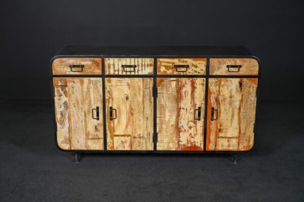 Sideboard aus Metall mit Holztüren