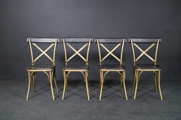 4er Set Besucherstühle aus Holz und Metall