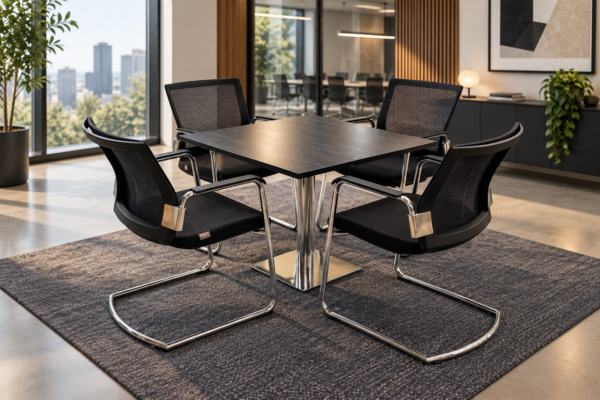 Konferenztisch aus Holz + 4x Schaffenburg Serie 105